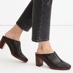 Madewell The Daisy Mule in Black Leather, size 8.5